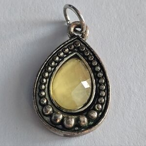 Avon teardrop pendant Pale yellow charm silver tone